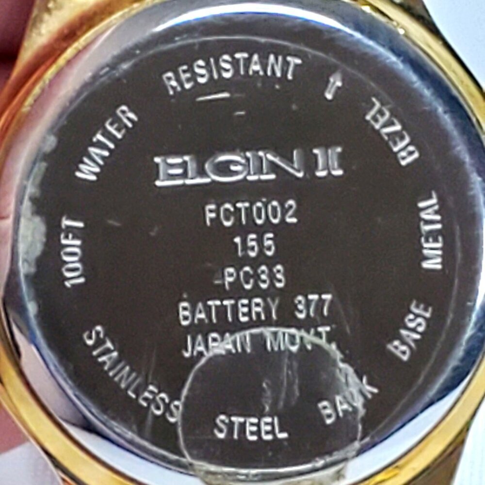 Elgin II Gold-Tone Mens Watch Black Dial Day & Date Display Water Resistant - Picture 8 of 11